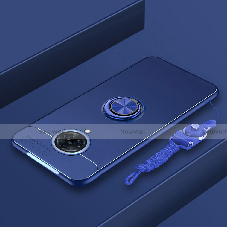 Ultra-thin Silicone Gel Soft Case Cover with Magnetic Finger Ring Stand A01 for Vivo Nex 3 5G Blue