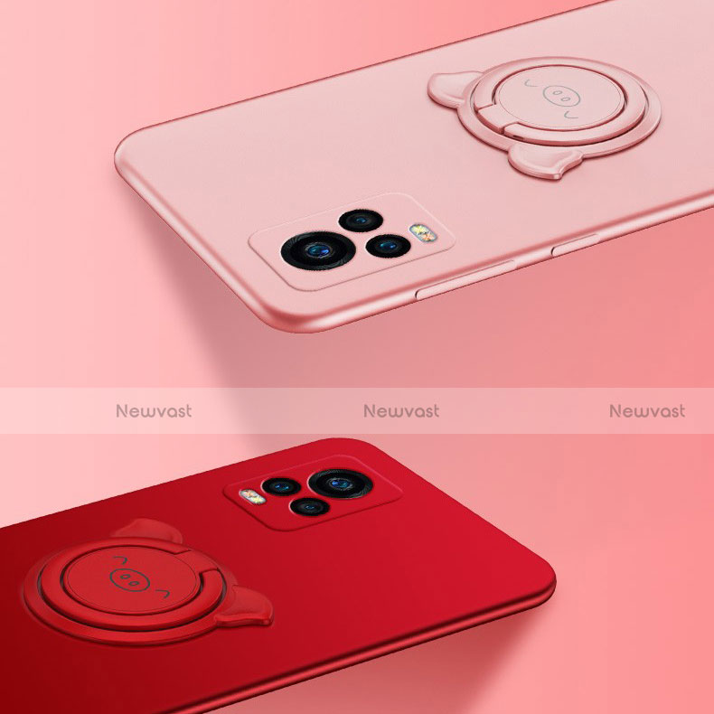 Ultra-thin Silicone Gel Soft Case Cover with Magnetic Finger Ring Stand A01 for Vivo V20 Pro 5G