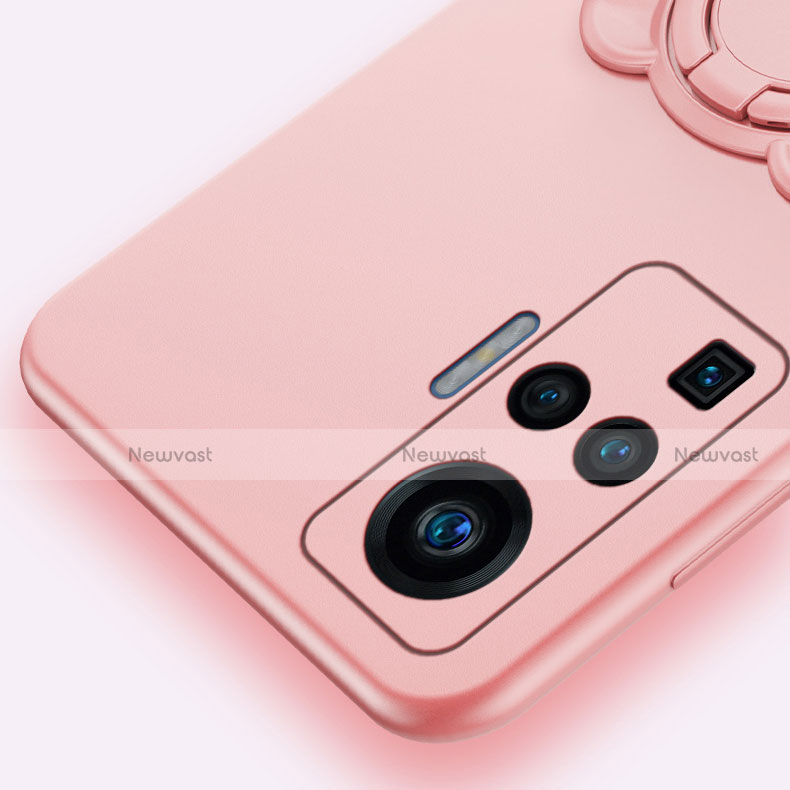 Ultra-thin Silicone Gel Soft Case Cover with Magnetic Finger Ring Stand A01 for Vivo X50 Pro 5G