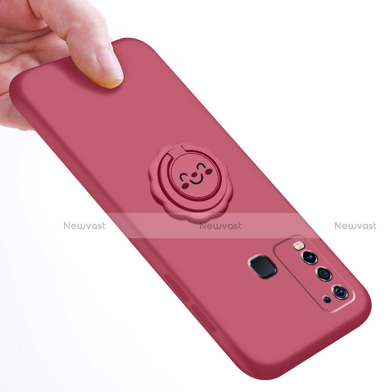 Ultra-thin Silicone Gel Soft Case Cover with Magnetic Finger Ring Stand A01 for Vivo Y50