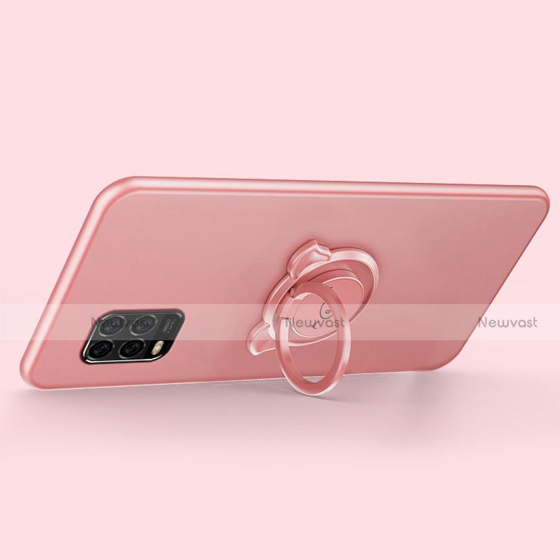 Ultra-thin Silicone Gel Soft Case Cover with Magnetic Finger Ring Stand A01 for Xiaomi Mi 10 Lite