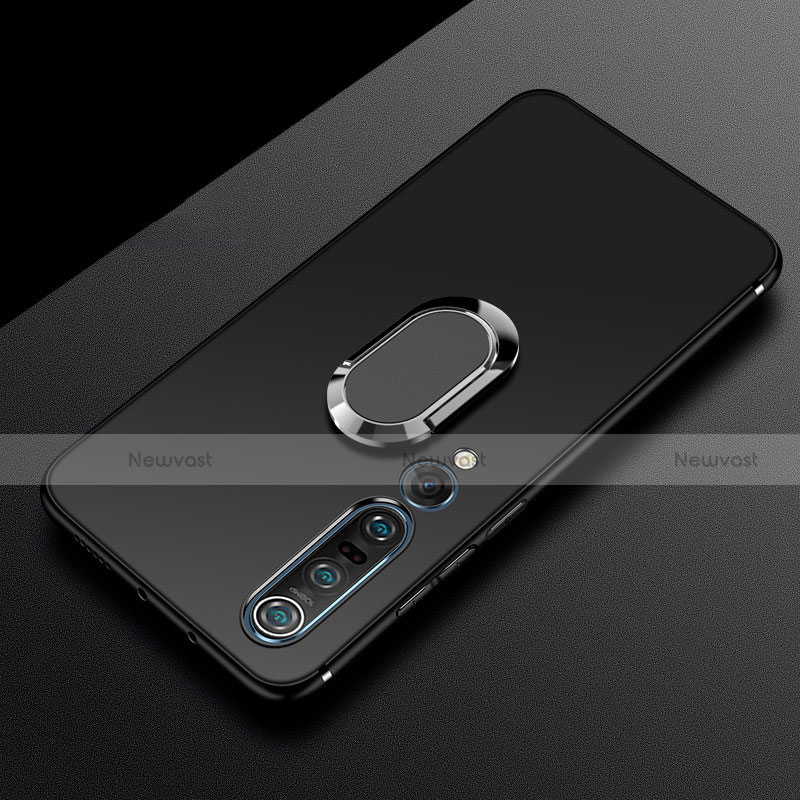 Ultra-thin Silicone Gel Soft Case Cover with Magnetic Finger Ring Stand A01 for Xiaomi Mi 10 Pro