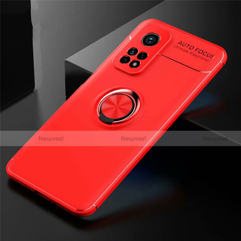 Ultra-thin Silicone Gel Soft Case Cover with Magnetic Finger Ring Stand A01 for Xiaomi Mi 10T Pro 5G