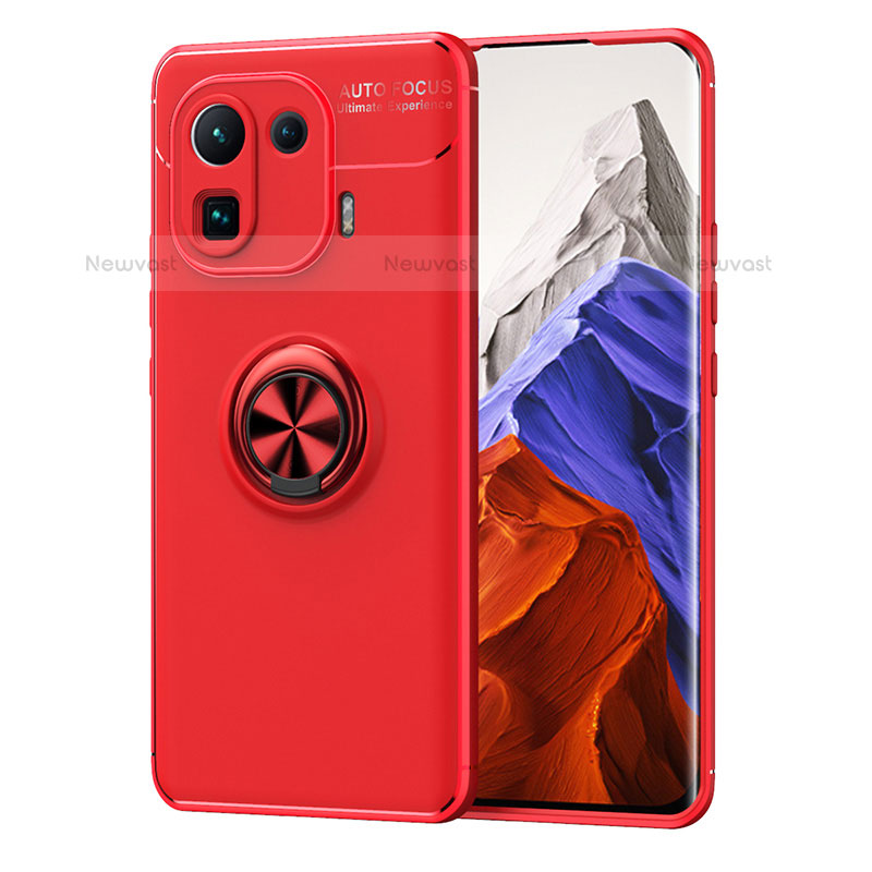 Ultra-thin Silicone Gel Soft Case Cover with Magnetic Finger Ring Stand A01 for Xiaomi Mi 11 Pro 5G