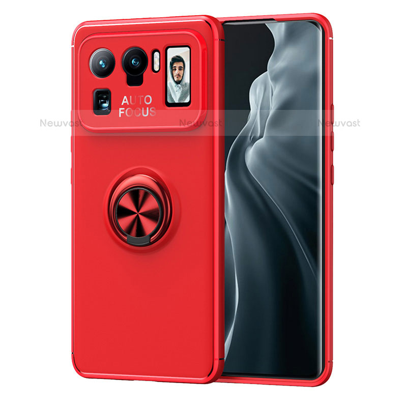 Ultra-thin Silicone Gel Soft Case Cover with Magnetic Finger Ring Stand A01 for Xiaomi Mi 11 Ultra 5G