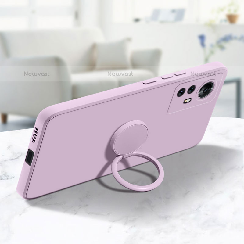 Ultra-thin Silicone Gel Soft Case Cover with Magnetic Finger Ring Stand A01 for Xiaomi Mi 12 Pro 5G