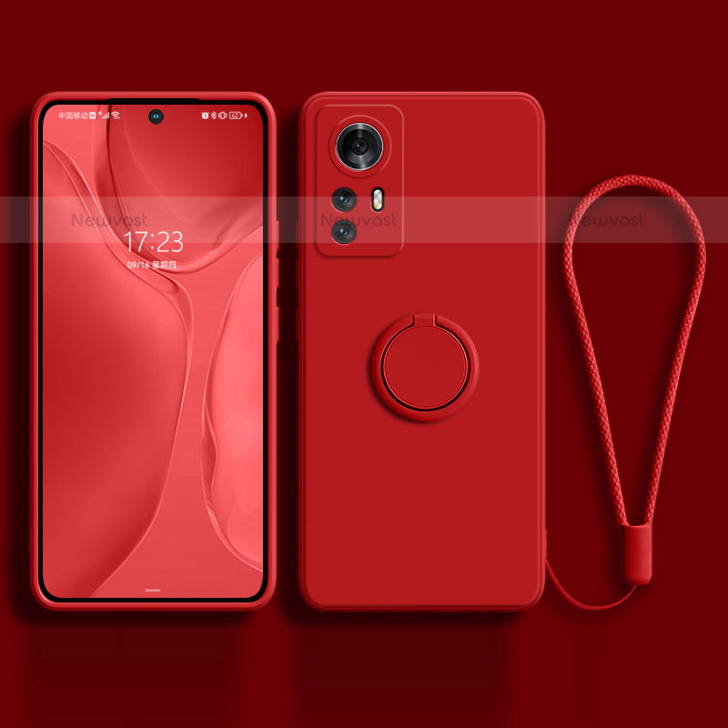 Ultra-thin Silicone Gel Soft Case Cover with Magnetic Finger Ring Stand A01 for Xiaomi Mi 12 Pro 5G Red