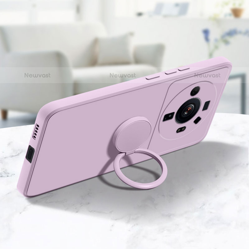 Ultra-thin Silicone Gel Soft Case Cover with Magnetic Finger Ring Stand A01 for Xiaomi Mi 12 Ultra 5G