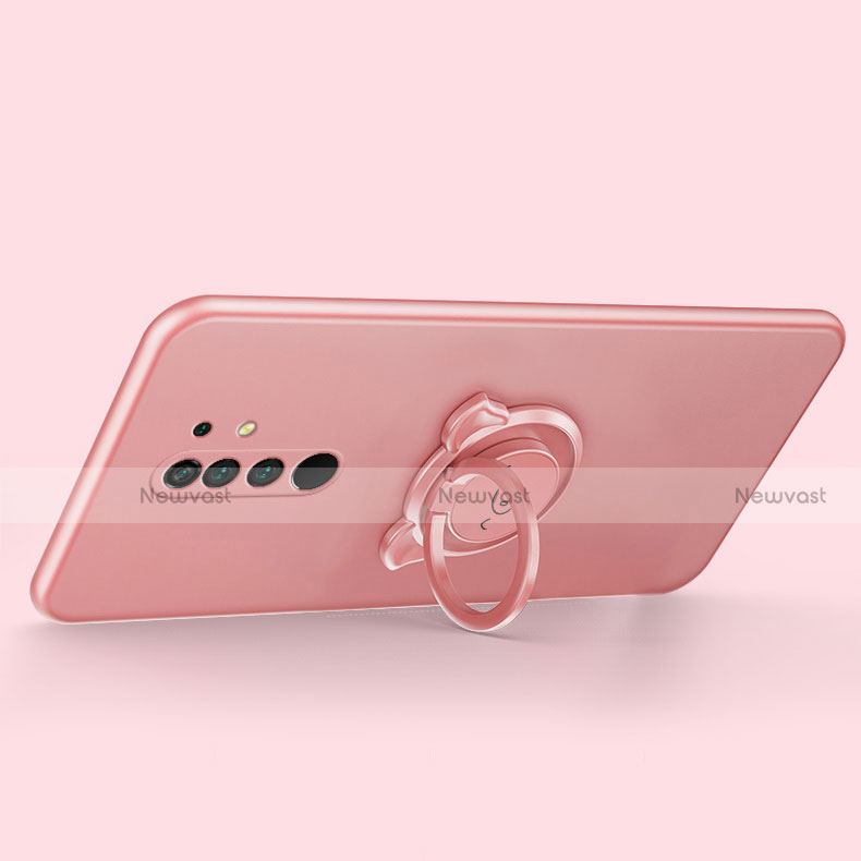 Ultra-thin Silicone Gel Soft Case Cover with Magnetic Finger Ring Stand A01 for Xiaomi Redmi 9 Prime India