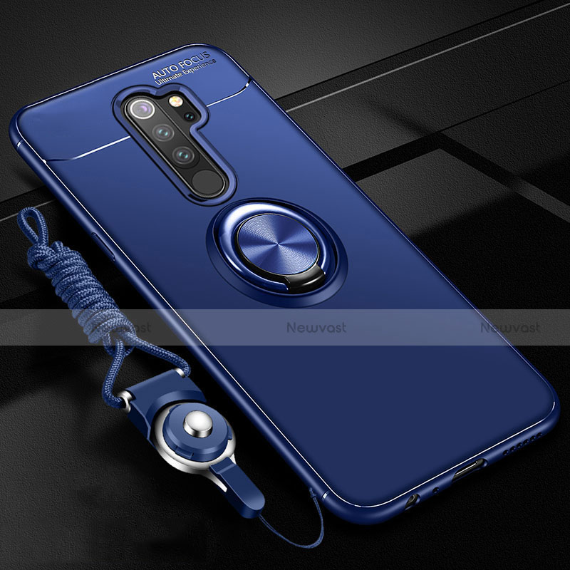 Ultra-thin Silicone Gel Soft Case Cover with Magnetic Finger Ring Stand A01 for Xiaomi Redmi Note 8 Pro