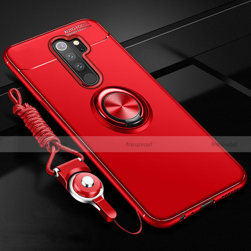 Ultra-thin Silicone Gel Soft Case Cover with Magnetic Finger Ring Stand A01 for Xiaomi Redmi Note 8 Pro