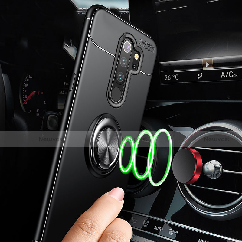 Ultra-thin Silicone Gel Soft Case Cover with Magnetic Finger Ring Stand A01 for Xiaomi Redmi Note 8 Pro