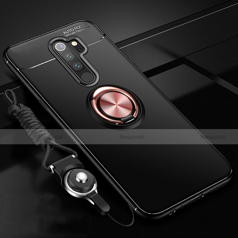 Ultra-thin Silicone Gel Soft Case Cover with Magnetic Finger Ring Stand A01 for Xiaomi Redmi Note 8 Pro