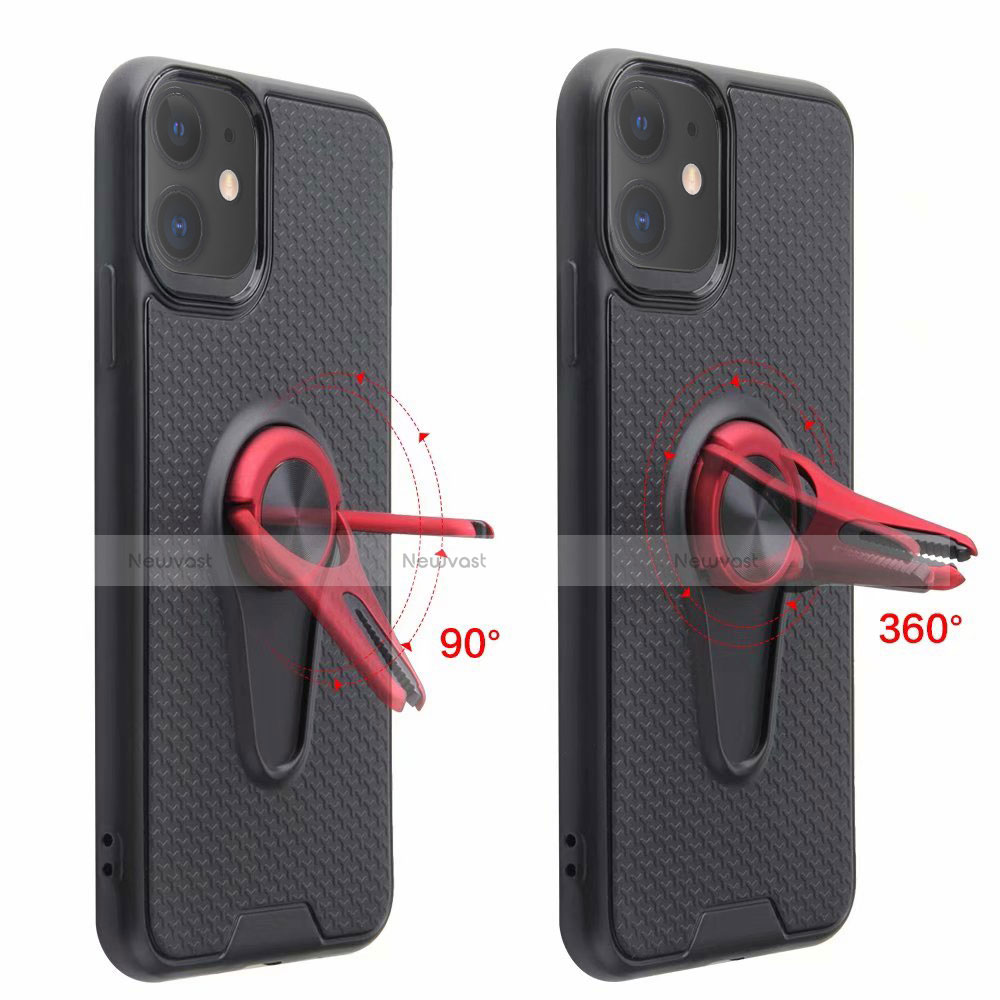 Ultra-thin Silicone Gel Soft Case Cover with Magnetic Finger Ring Stand A02 for Apple iPhone 11