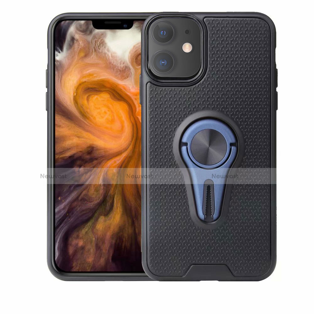 Ultra-thin Silicone Gel Soft Case Cover with Magnetic Finger Ring Stand A02 for Apple iPhone 11