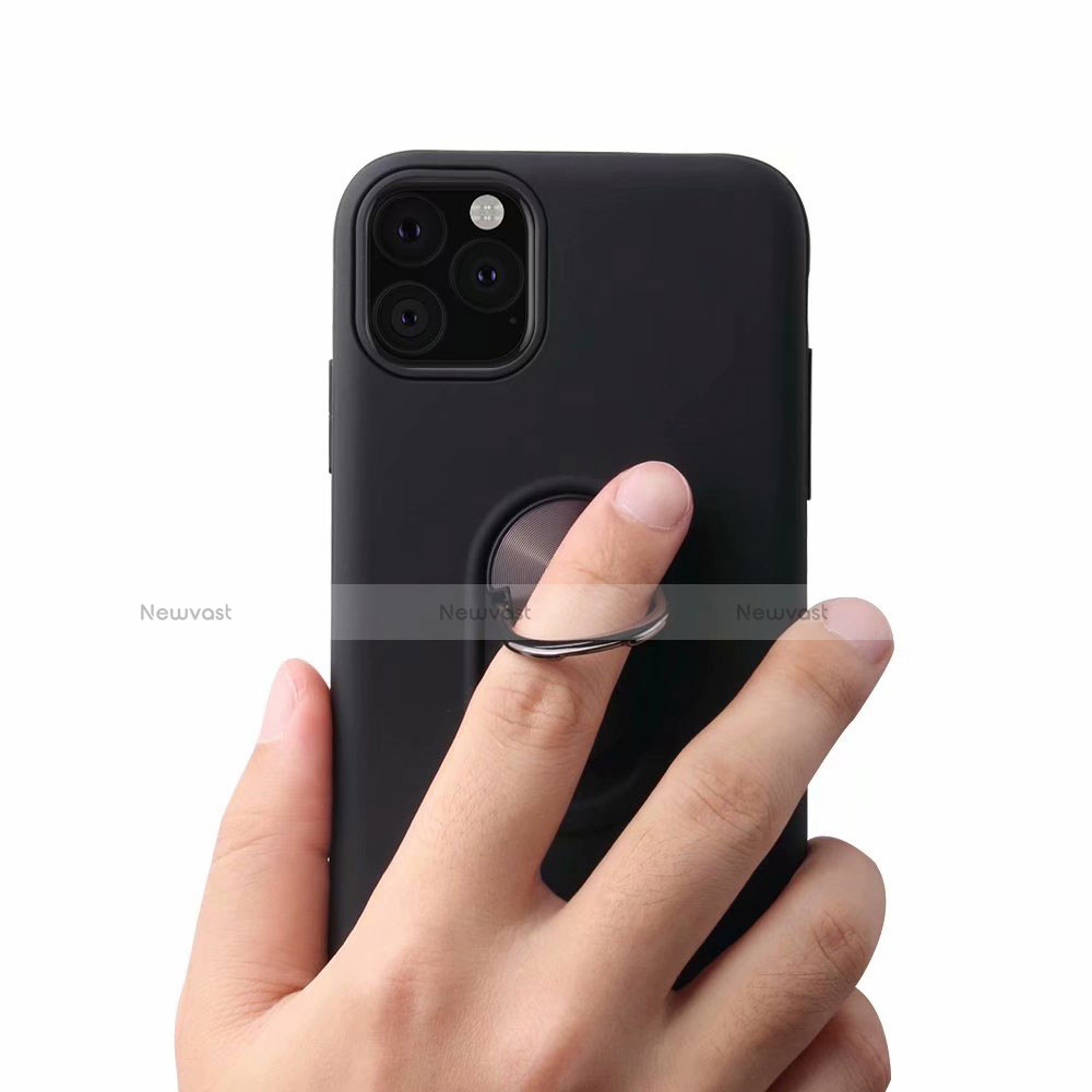 Ultra-thin Silicone Gel Soft Case Cover with Magnetic Finger Ring Stand A02 for Apple iPhone 11 Pro Max