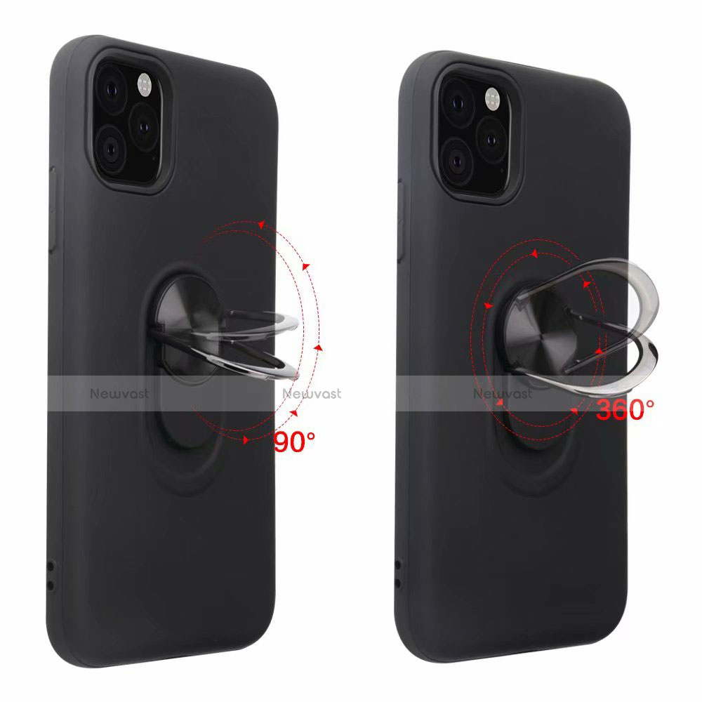 Ultra-thin Silicone Gel Soft Case Cover with Magnetic Finger Ring Stand A02 for Apple iPhone 11 Pro Max