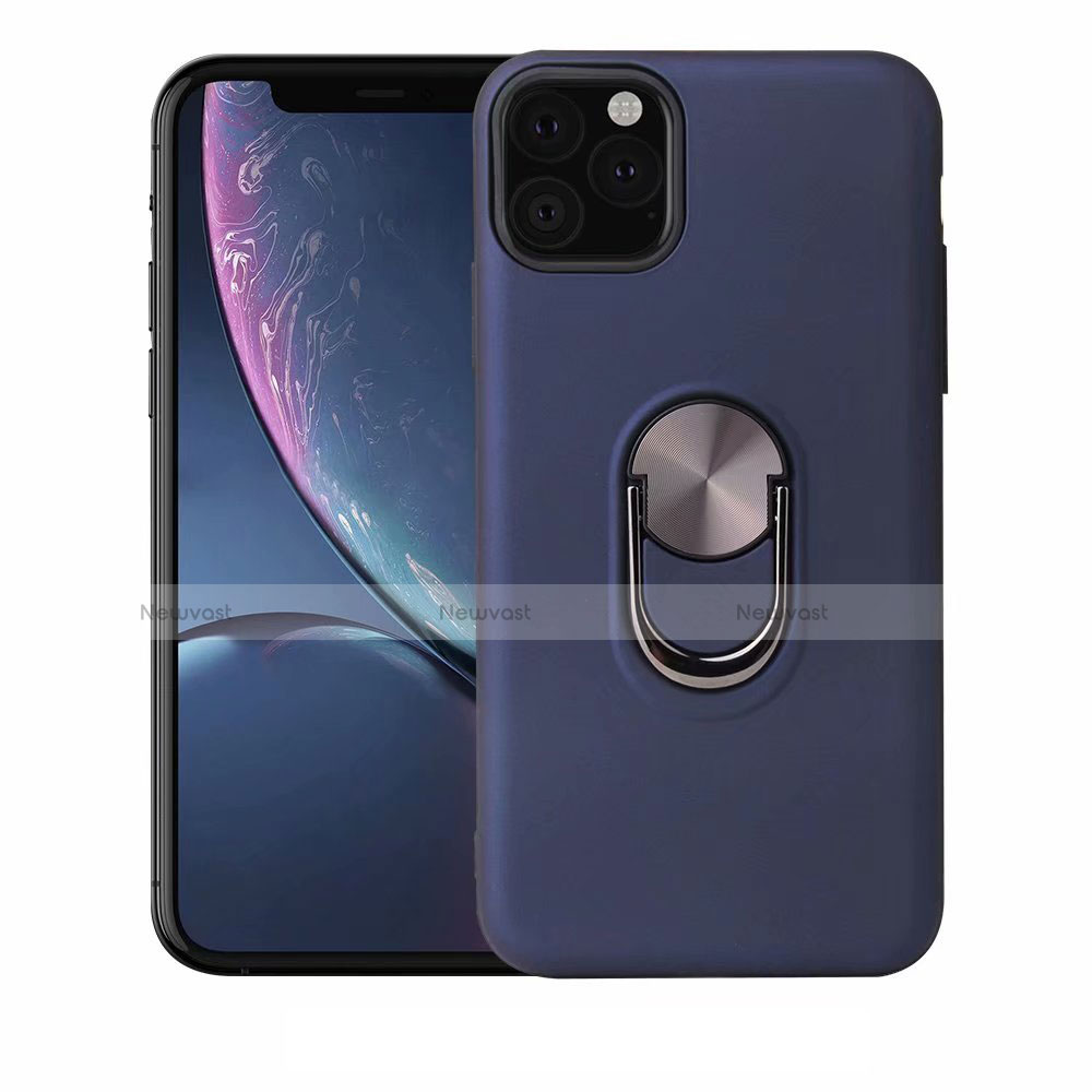 Ultra-thin Silicone Gel Soft Case Cover with Magnetic Finger Ring Stand A02 for Apple iPhone 11 Pro Max Blue
