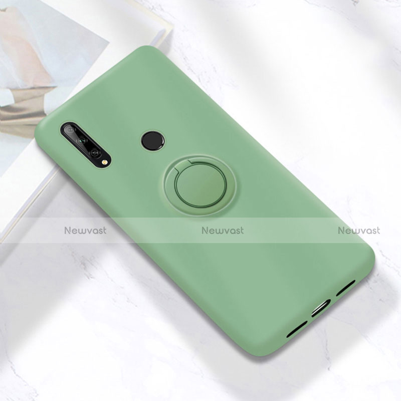 Ultra-thin Silicone Gel Soft Case Cover with Magnetic Finger Ring Stand A02 for Huawei Enjoy 10 Plus