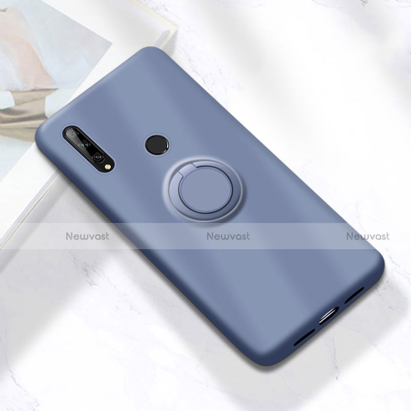 Ultra-thin Silicone Gel Soft Case Cover with Magnetic Finger Ring Stand A02 for Huawei Enjoy 10 Plus