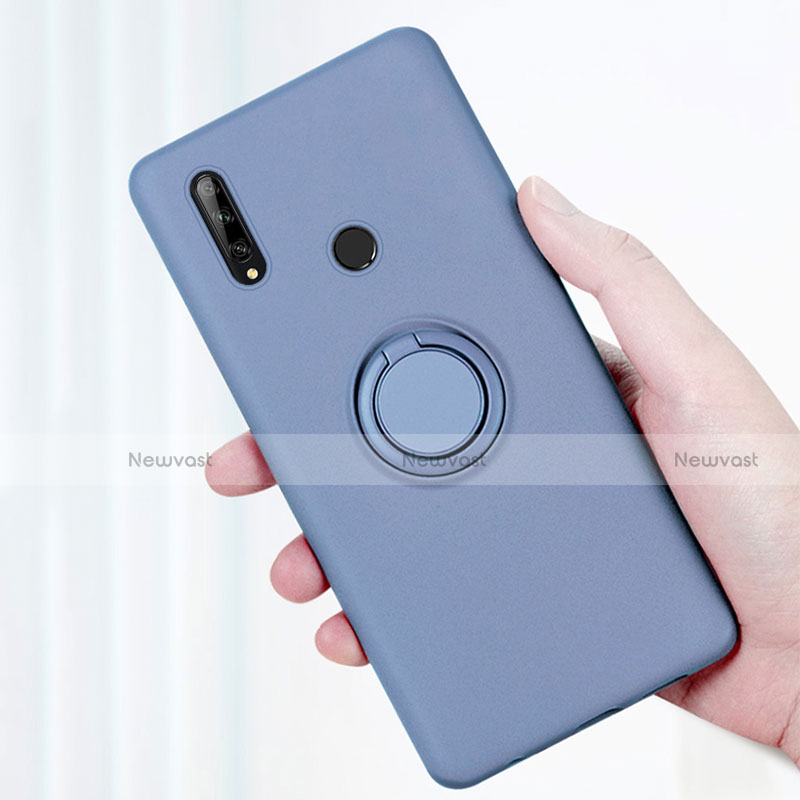 Ultra-thin Silicone Gel Soft Case Cover with Magnetic Finger Ring Stand A02 for Huawei Enjoy 10 Plus