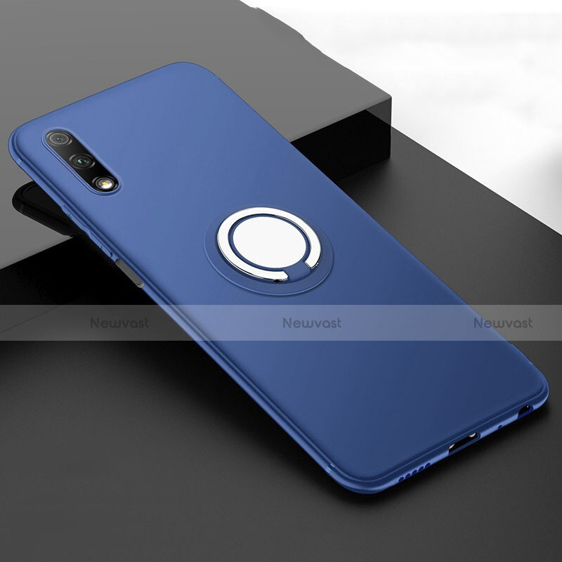 Ultra-thin Silicone Gel Soft Case Cover with Magnetic Finger Ring Stand A02 for Huawei Honor 9X Blue