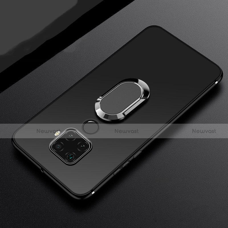 Ultra-thin Silicone Gel Soft Case Cover with Magnetic Finger Ring Stand A02 for Huawei Mate 30 Lite