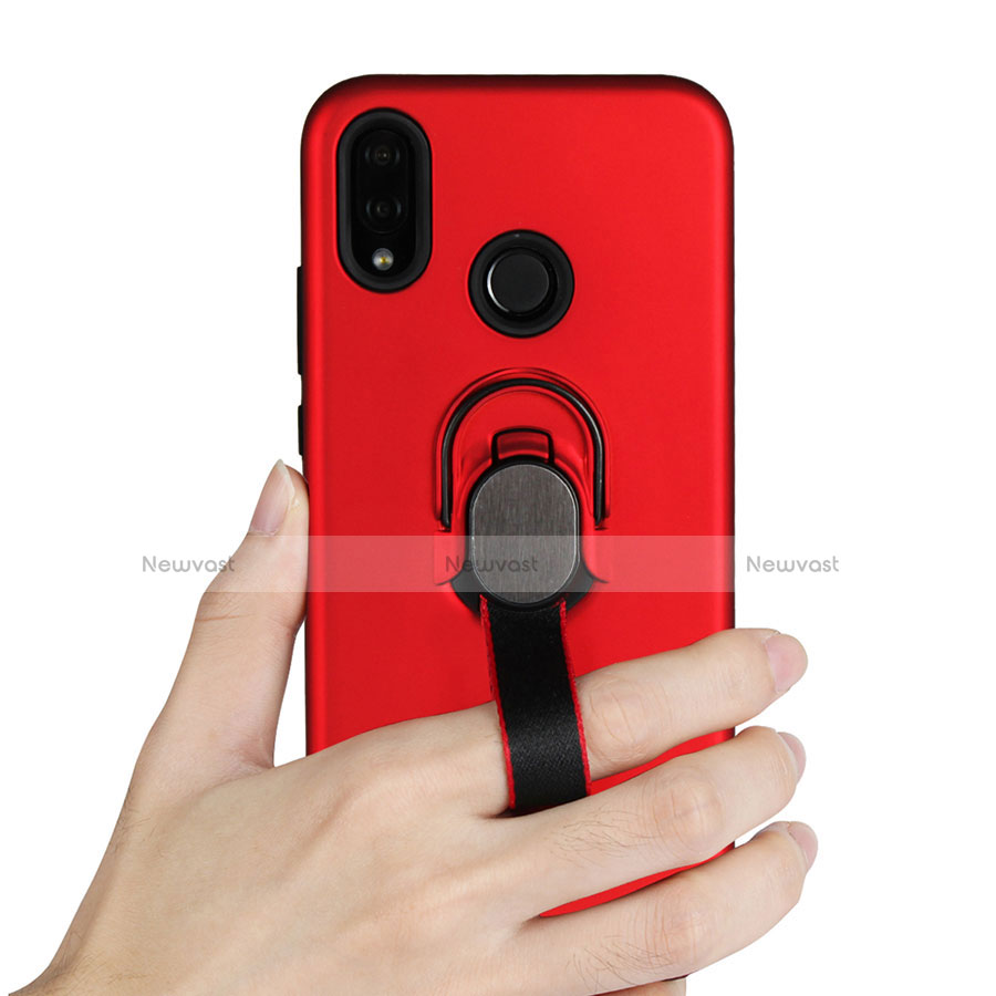 Ultra-thin Silicone Gel Soft Case Cover with Magnetic Finger Ring Stand A02 for Huawei Nova 3e