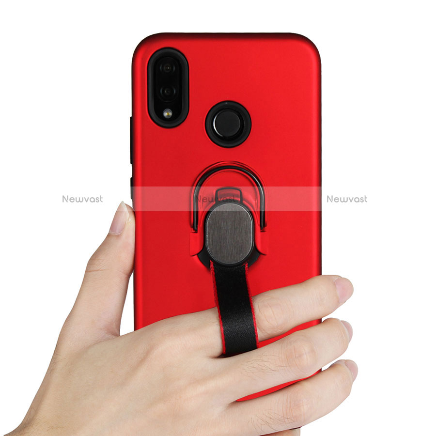 Ultra-thin Silicone Gel Soft Case Cover with Magnetic Finger Ring Stand A02 for Huawei P20 Lite