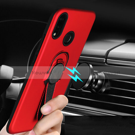 Ultra-thin Silicone Gel Soft Case Cover with Magnetic Finger Ring Stand A02 for Huawei P20 Lite