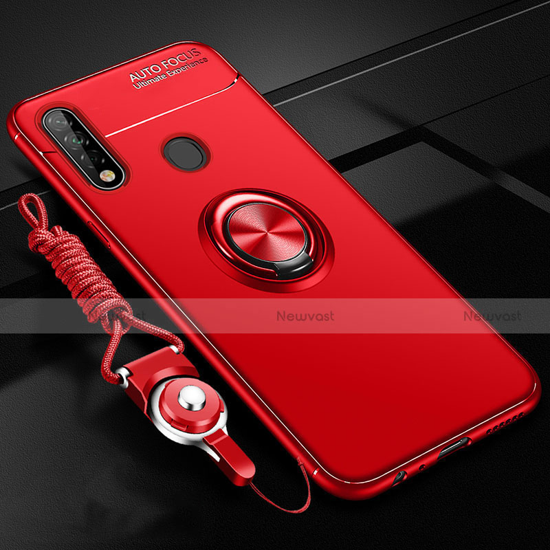 Ultra-thin Silicone Gel Soft Case Cover with Magnetic Finger Ring Stand A02 for Oppo A31 Red