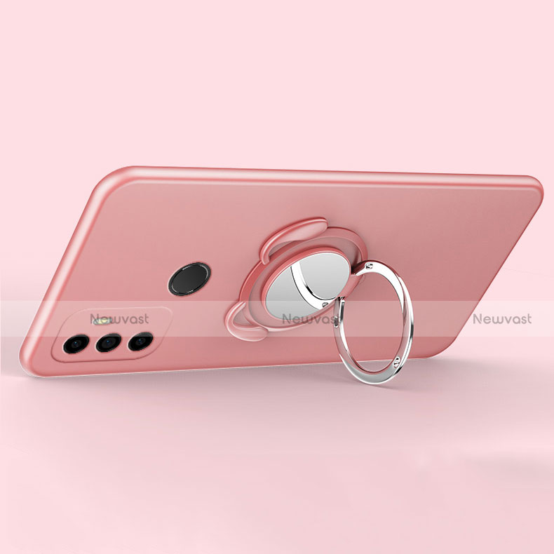 Ultra-thin Silicone Gel Soft Case Cover with Magnetic Finger Ring Stand A02 for Oppo A53