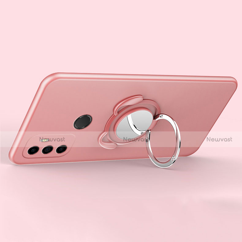 Ultra-thin Silicone Gel Soft Case Cover with Magnetic Finger Ring Stand A02 for Oppo A53s