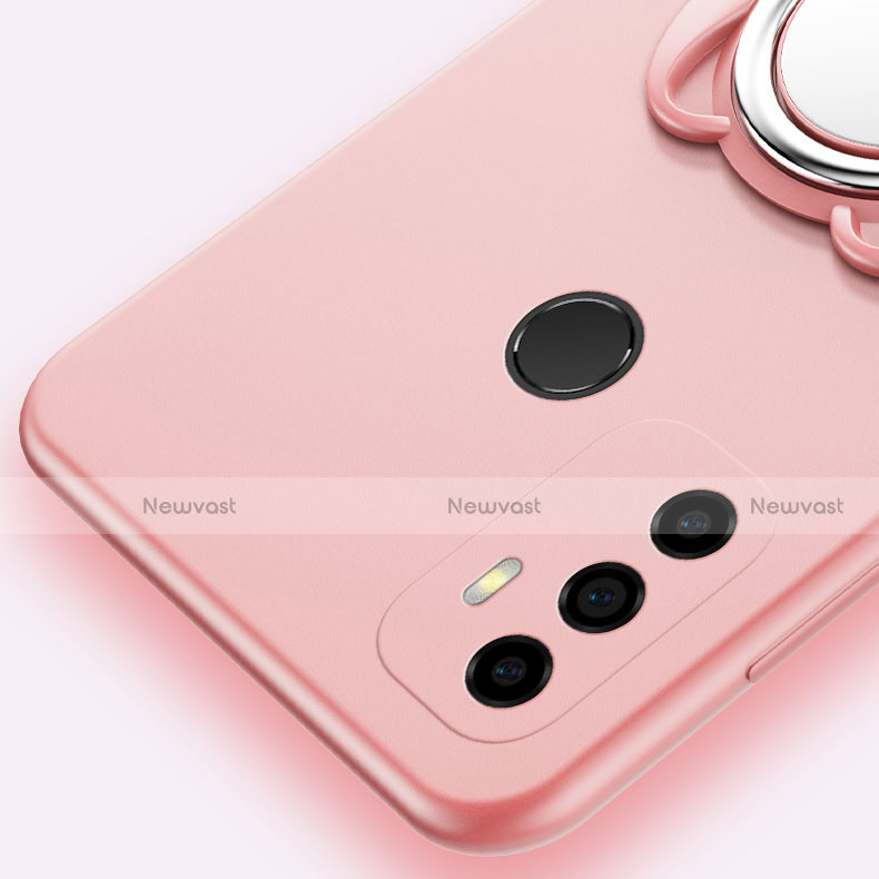 Ultra-thin Silicone Gel Soft Case Cover with Magnetic Finger Ring Stand A02 for Oppo A53s