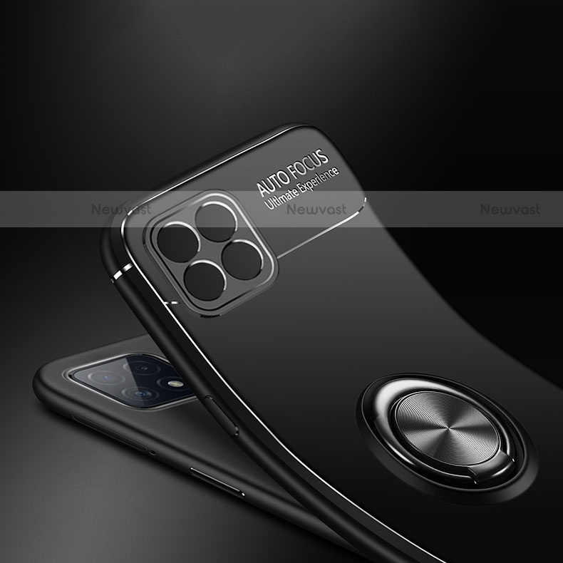 Ultra-thin Silicone Gel Soft Case Cover with Magnetic Finger Ring Stand A02 for Oppo A73 5G