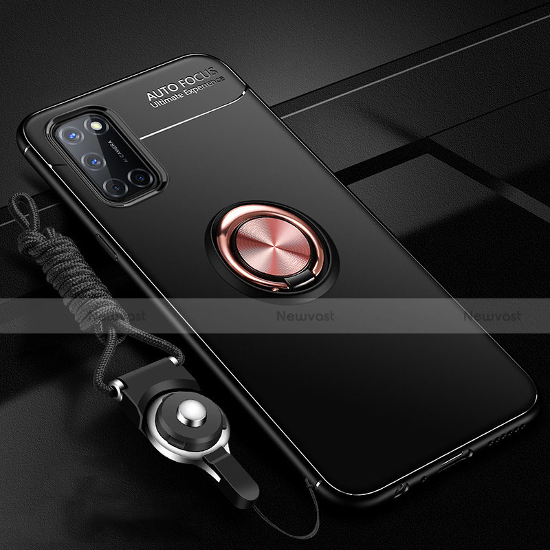 Ultra-thin Silicone Gel Soft Case Cover with Magnetic Finger Ring Stand A02 for Oppo A92