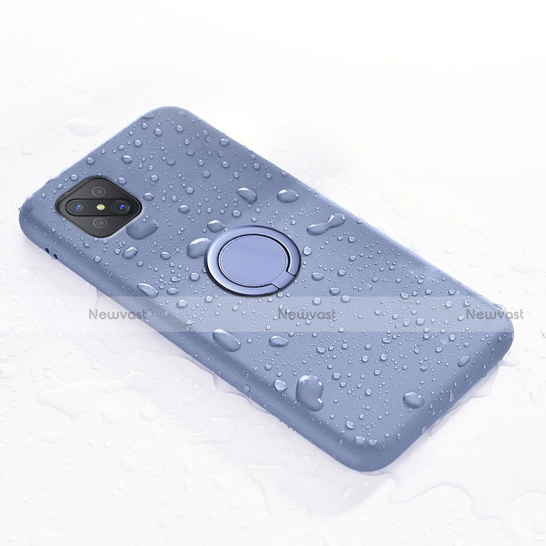 Ultra-thin Silicone Gel Soft Case Cover with Magnetic Finger Ring Stand A02 for Oppo A92s 5G