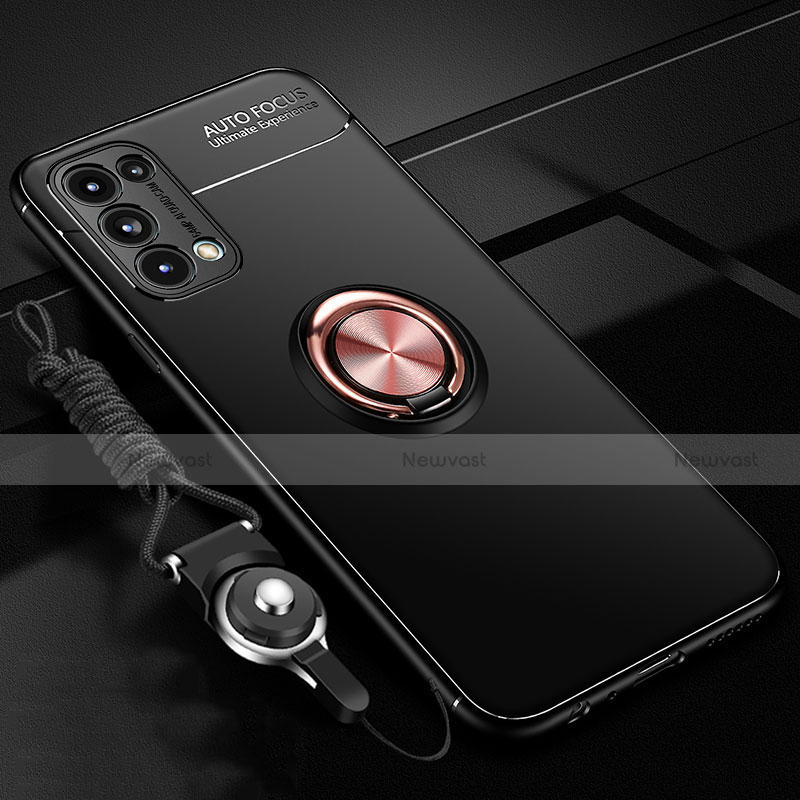 Ultra-thin Silicone Gel Soft Case Cover with Magnetic Finger Ring Stand A02 for Oppo Find X3 Lite 5G