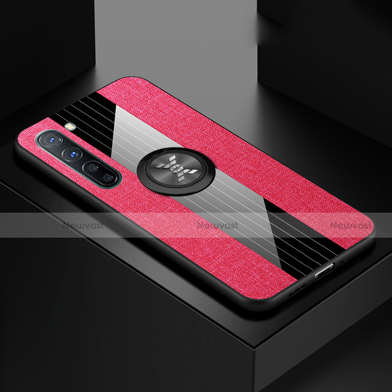 Ultra-thin Silicone Gel Soft Case Cover with Magnetic Finger Ring Stand A02 for Oppo K7 5G