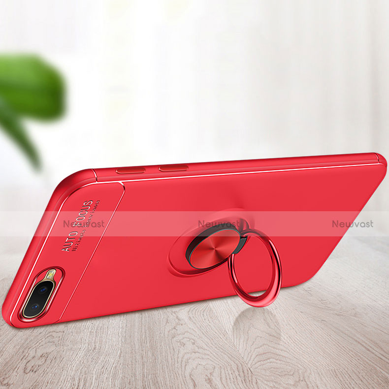 Ultra-thin Silicone Gel Soft Case Cover with Magnetic Finger Ring Stand A02 for Oppo R15X