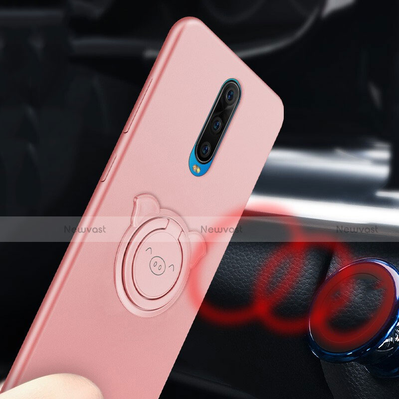 Ultra-thin Silicone Gel Soft Case Cover with Magnetic Finger Ring Stand A02 for Oppo R17 Pro