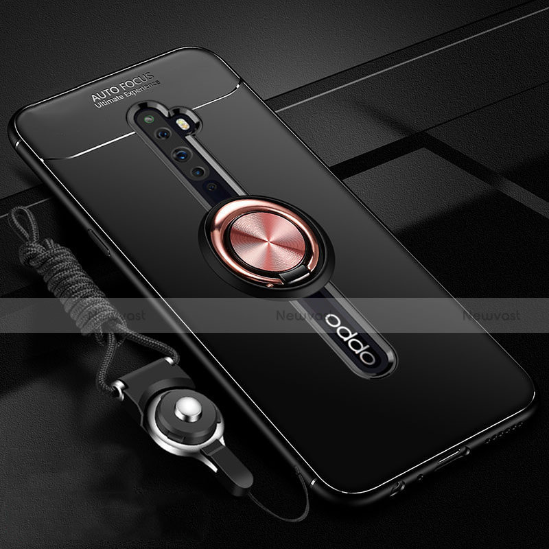 Ultra-thin Silicone Gel Soft Case Cover with Magnetic Finger Ring Stand A02 for Oppo Reno2 Z