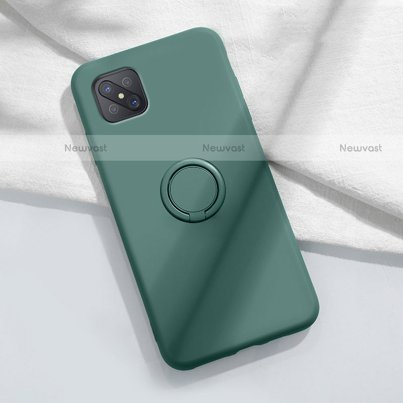 Ultra-thin Silicone Gel Soft Case Cover with Magnetic Finger Ring Stand A02 for Oppo Reno4 Z 5G