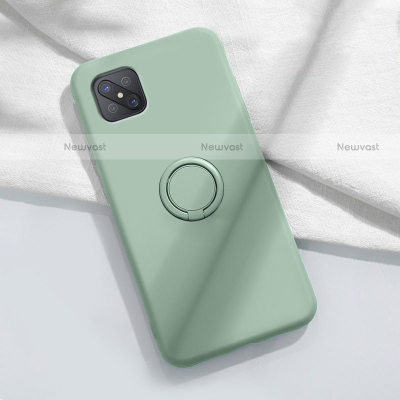 Ultra-thin Silicone Gel Soft Case Cover with Magnetic Finger Ring Stand A02 for Oppo Reno4 Z 5G