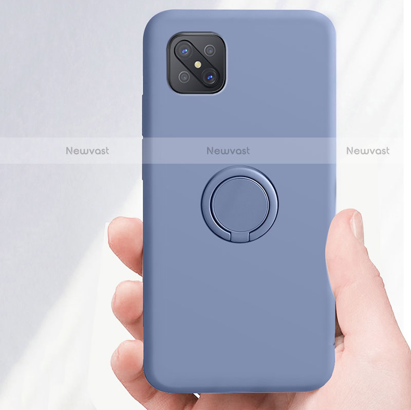 Ultra-thin Silicone Gel Soft Case Cover with Magnetic Finger Ring Stand A02 for Oppo Reno4 Z 5G