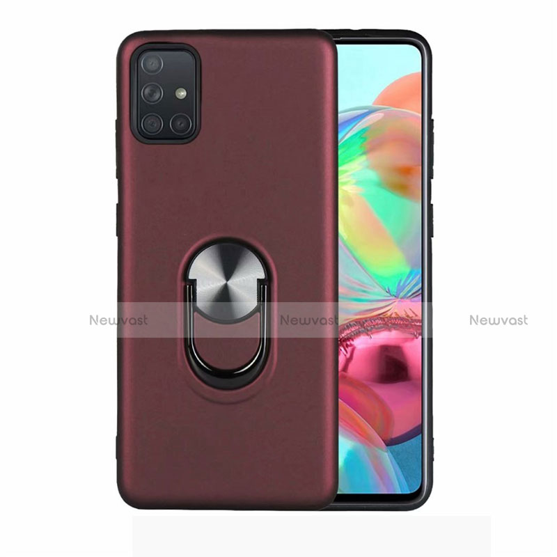 Ultra-thin Silicone Gel Soft Case Cover with Magnetic Finger Ring Stand A02 for Samsung Galaxy A51 5G Red Wine
