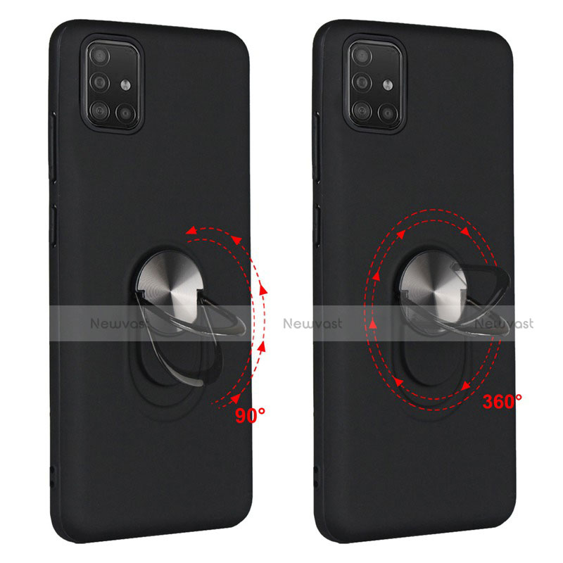 Ultra-thin Silicone Gel Soft Case Cover with Magnetic Finger Ring Stand A02 for Samsung Galaxy A71 5G
