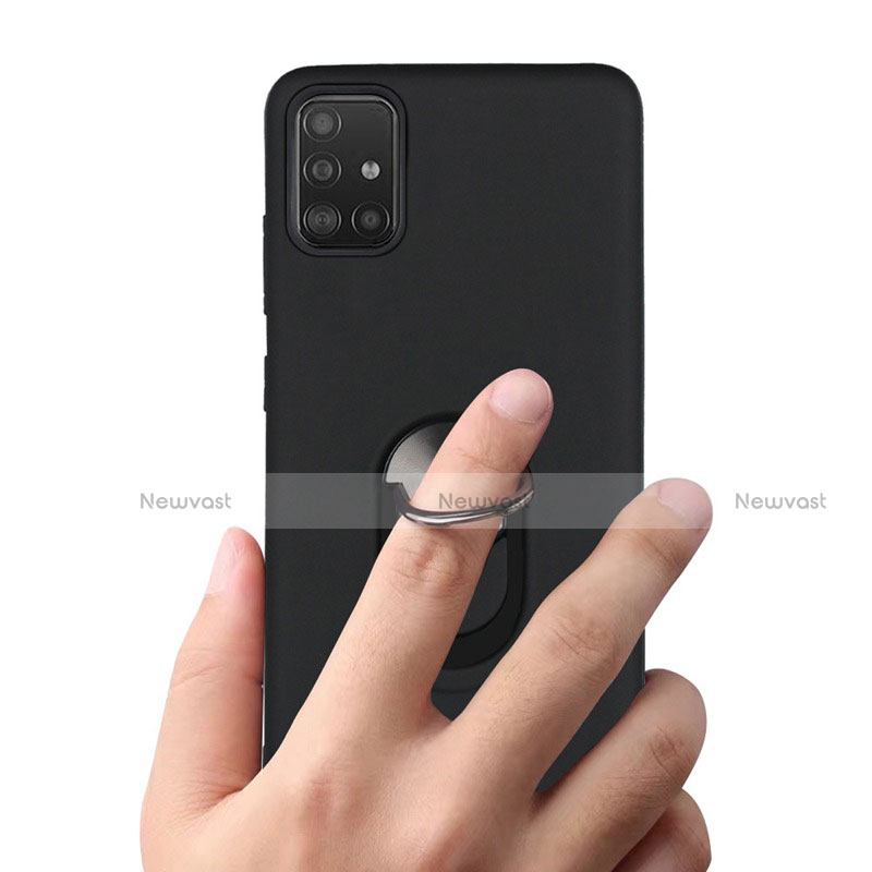 Ultra-thin Silicone Gel Soft Case Cover with Magnetic Finger Ring Stand A02 for Samsung Galaxy A71 5G