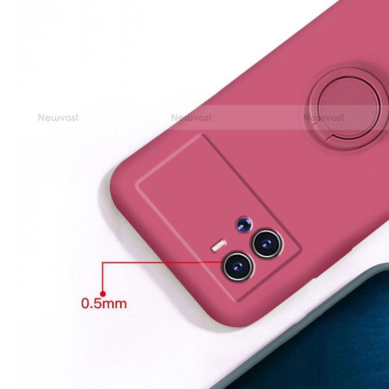 Ultra-thin Silicone Gel Soft Case Cover with Magnetic Finger Ring Stand A02 for Vivo iQOO 9 Pro 5G