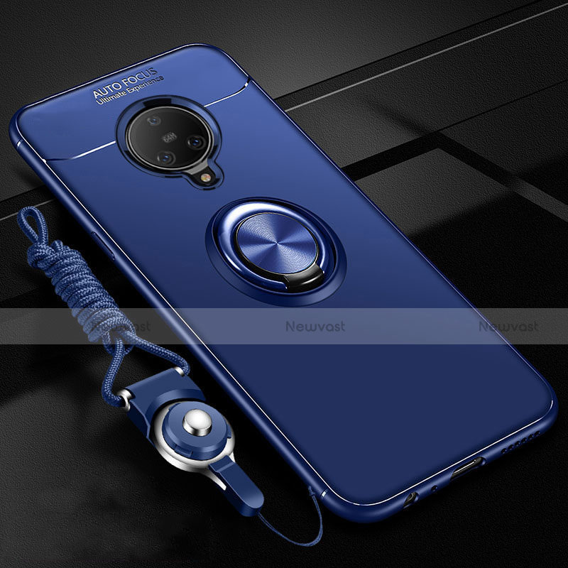 Ultra-thin Silicone Gel Soft Case Cover with Magnetic Finger Ring Stand A02 for Vivo Nex 3 5G Blue